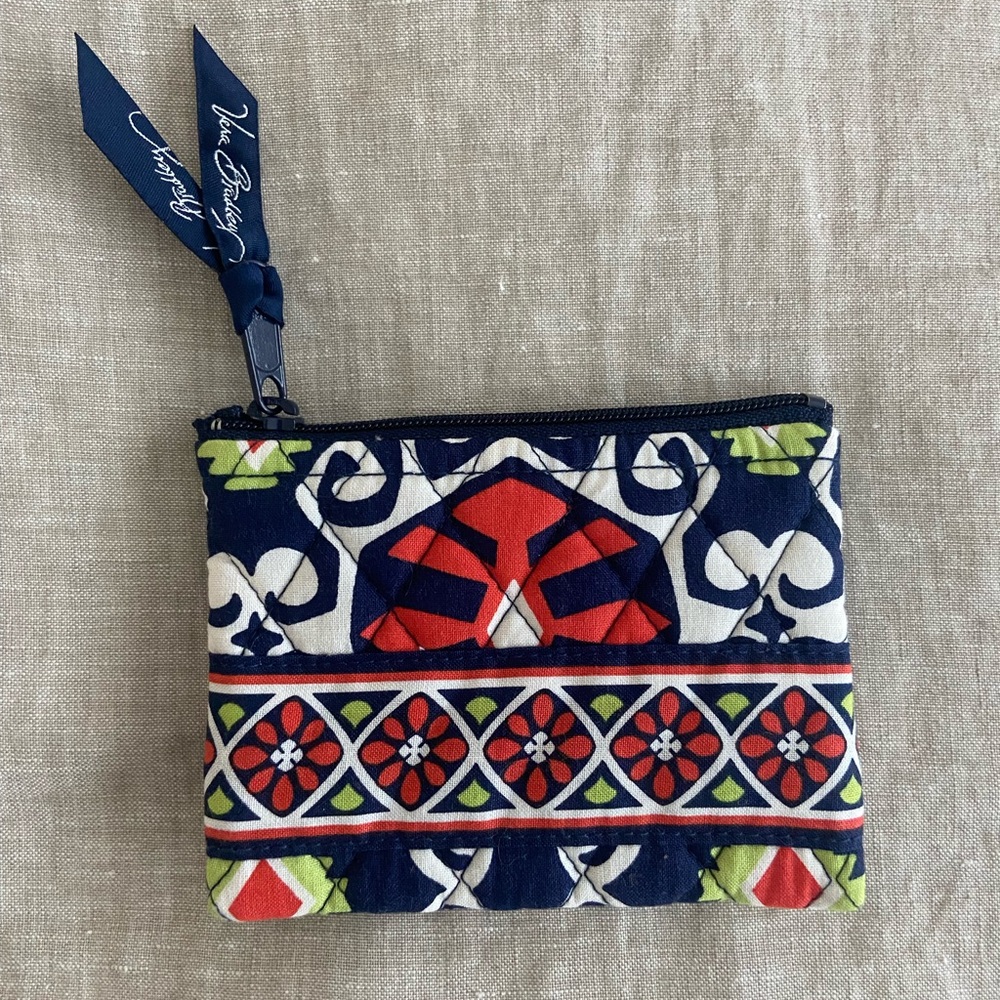 Vera Bradley SUN VALLEY Coin Purse Zip Pouch Bag Retired Free Shipping EUC